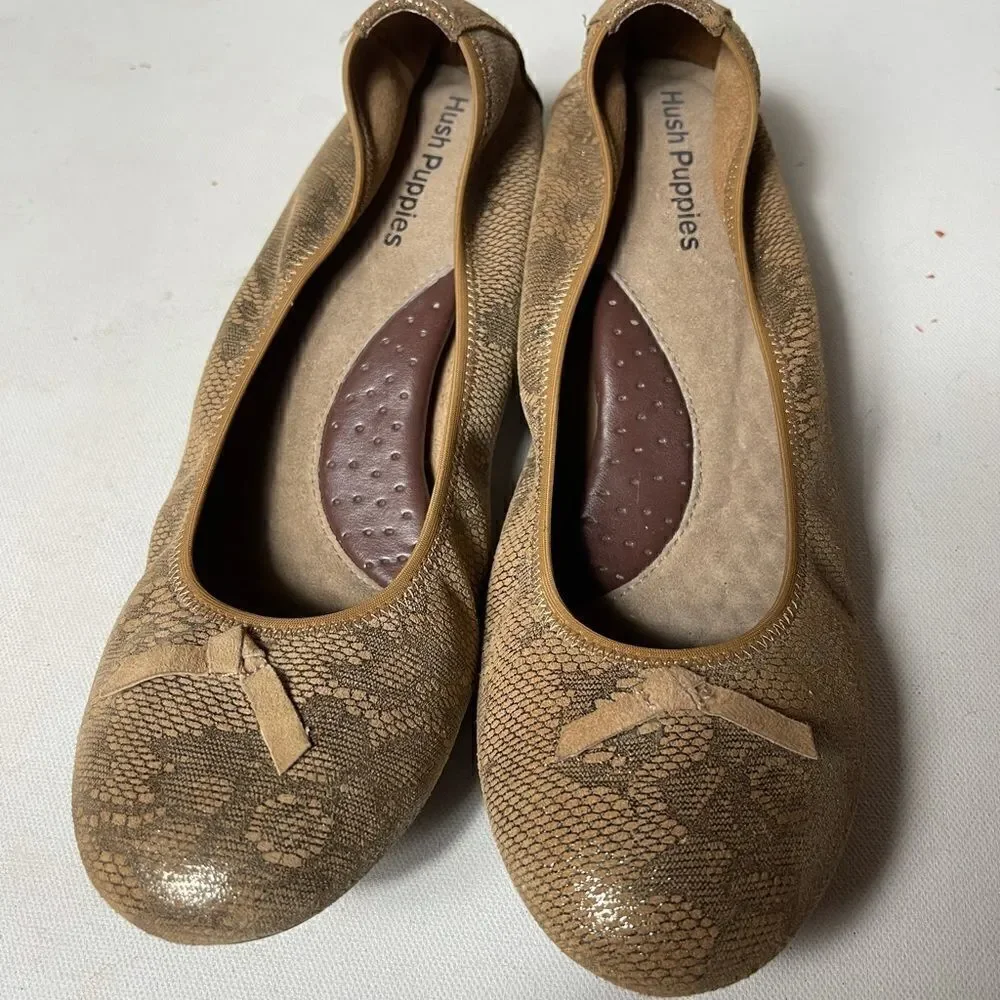 Hush Puppies golden brown iridescent wedge SZ9.5